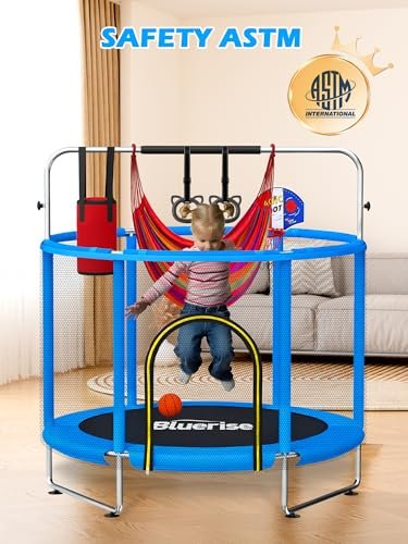 BLUERISE 55IN 6FT Toddler Trampoline: Safe Jumping Fun BLUERISE 55IN 6FT Toddler Trampoline